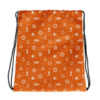 Drawstring bag with nautical pattern on an orange background
