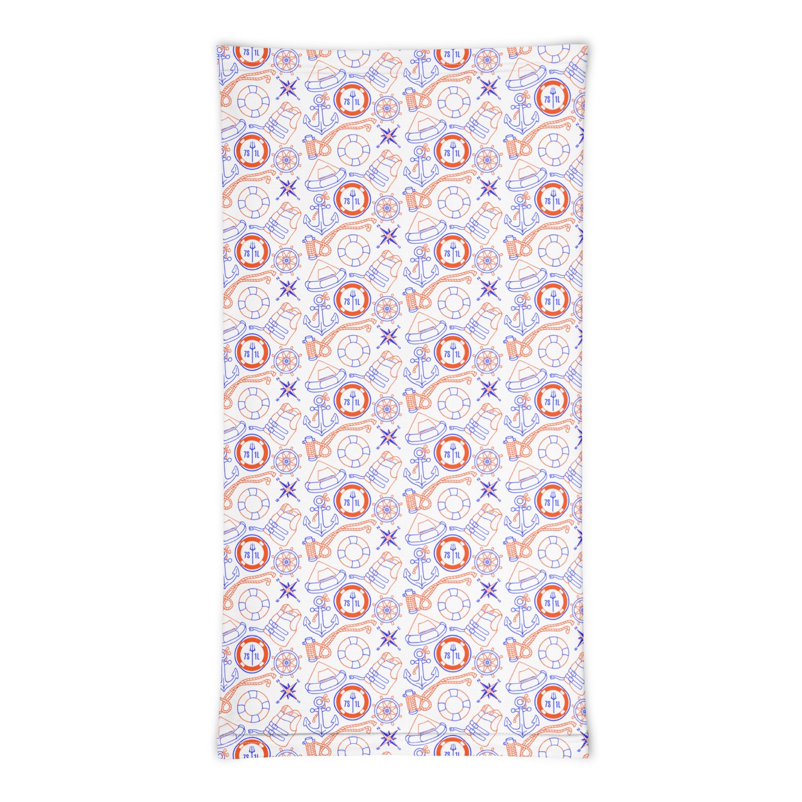 US Coast Guard neck gaiter with maritime safety design, nautical symbols, and service-inspired colors, made for sailors and seafarers.