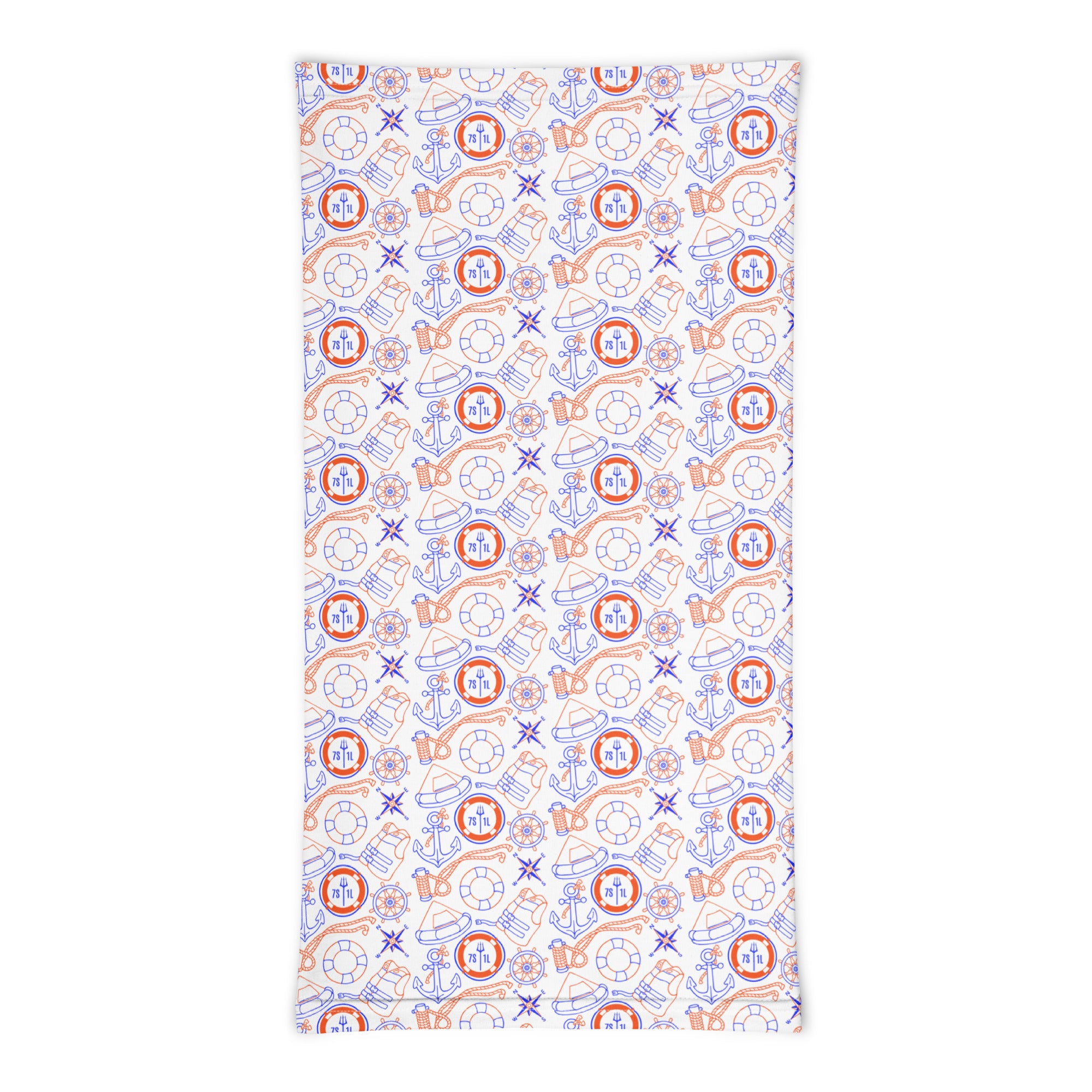 US Coast Guard neck gaiter with maritime safety design, nautical symbols, and service-inspired colors, made for sailors and seafarers.
