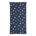 White nautical seafarer neck gaiter with all-over print by 7SHORT1LONG® featuring maritime-themed design.