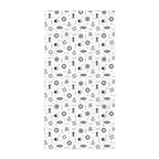Patterned paper with black geometric shapes on a white background