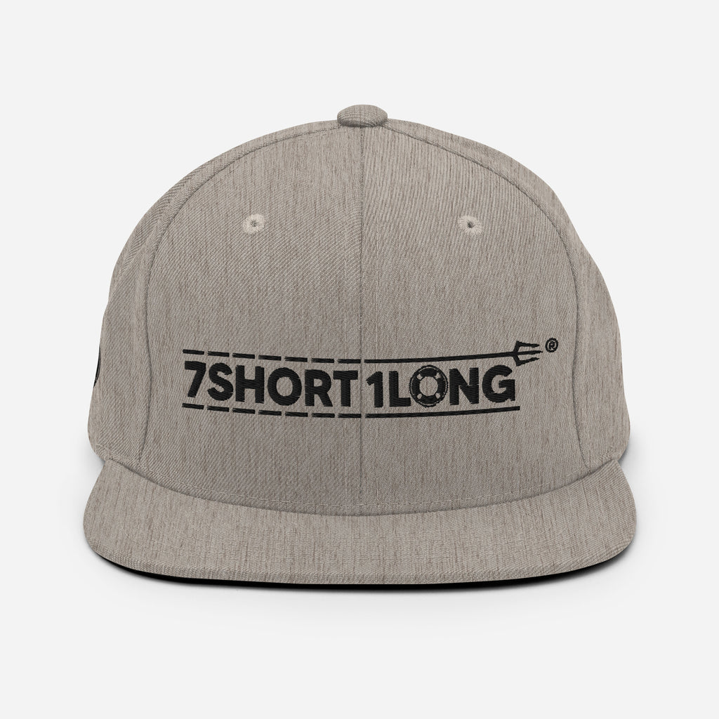 Beige Seafarer Cap with 7SHORT1LONG embroidered logo, neutral tone flat brim streetwear hat