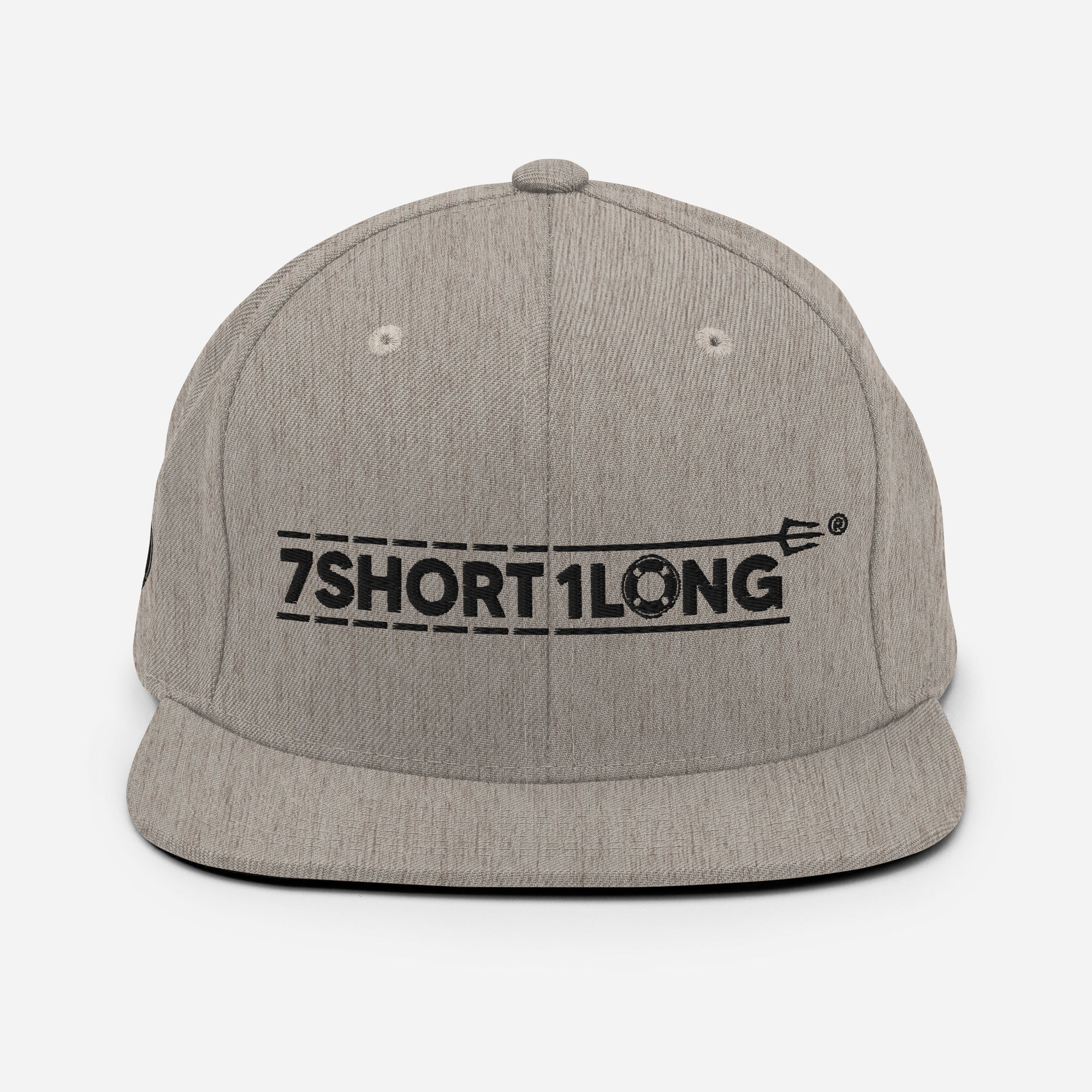 Beige Seafarer Cap with 7SHORT1LONG embroidered logo, neutral tone flat brim streetwear hat