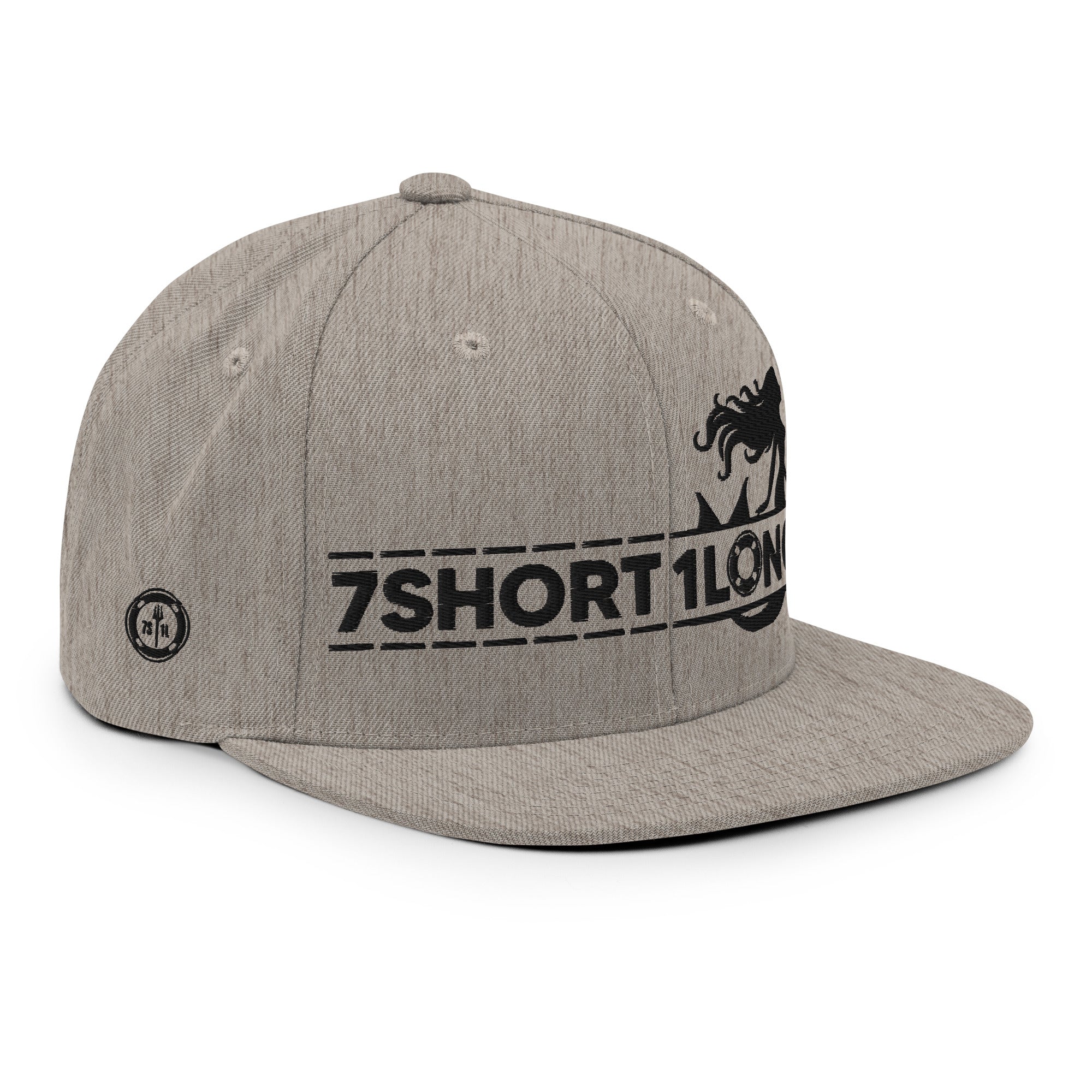 Seafarer Maritime Mermaid Snapback Cap by 7SHORT1LONG® in heather grey, featuring a classic design and maritime-inspired details.