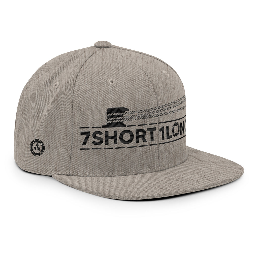 Heather grey Deck Hand Seafarer nautical snapback cap by 7SHORT1LONG® with curved brim and embroidered nautical design on front.