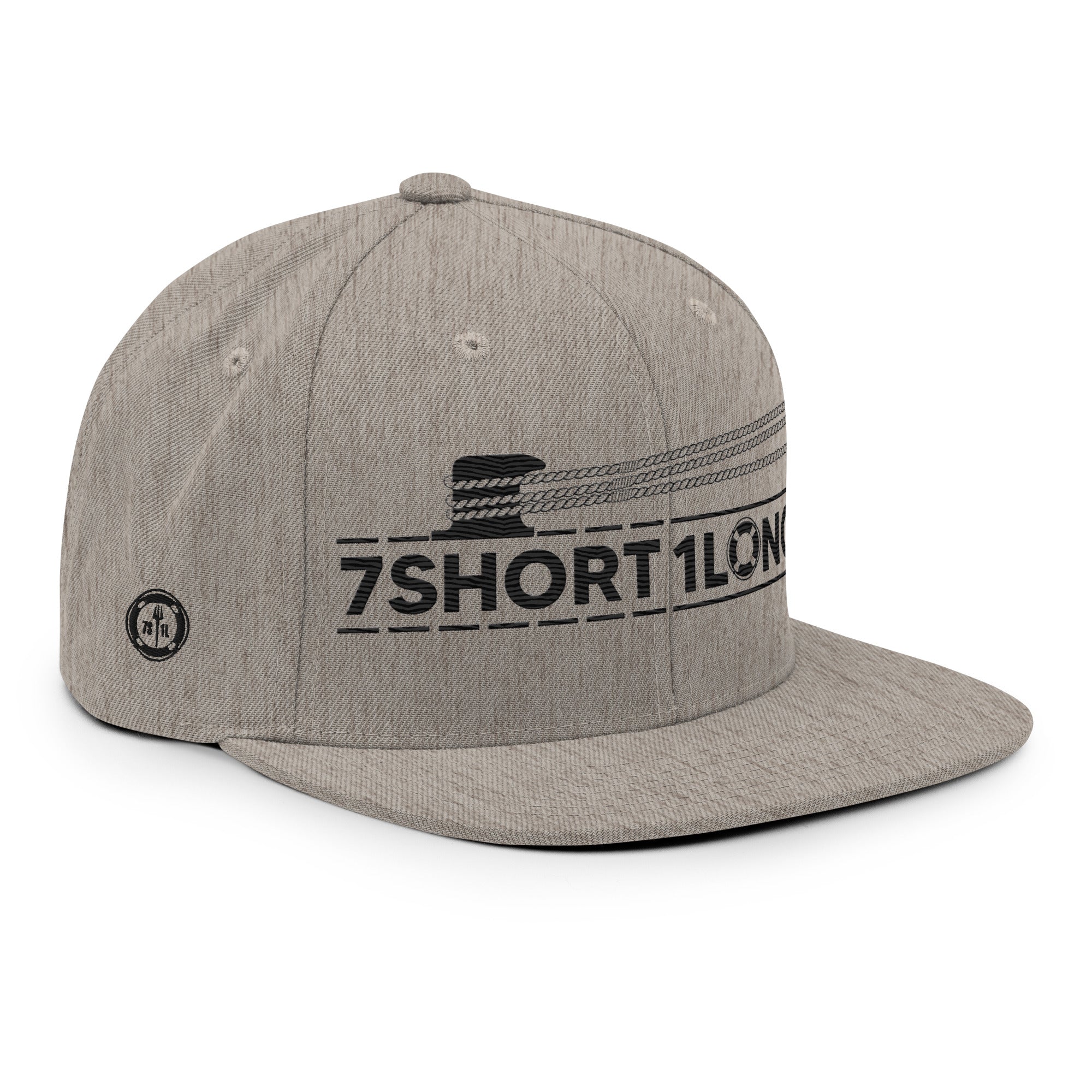Heather grey Deck Hand Seafarer nautical snapback cap by 7SHORT1LONG® with curved brim and embroidered nautical design on front.