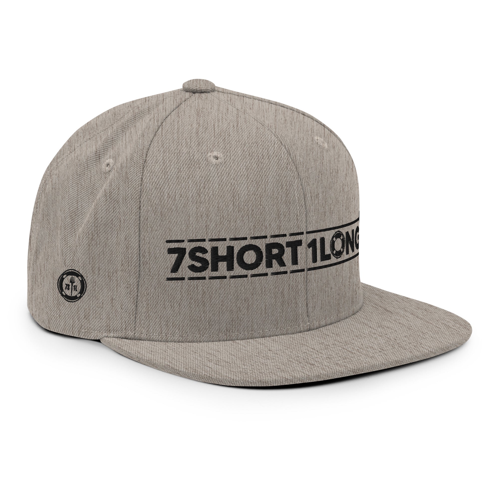 Beige Seafarer Cap angled view with 7SHORT1LONG logo, clean aesthetic structured snapback