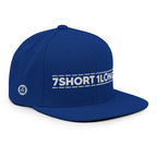 Blue Seafarer Cap 7SHORT1LONG logo close-up, durable fitted snapback hat clean minimal design