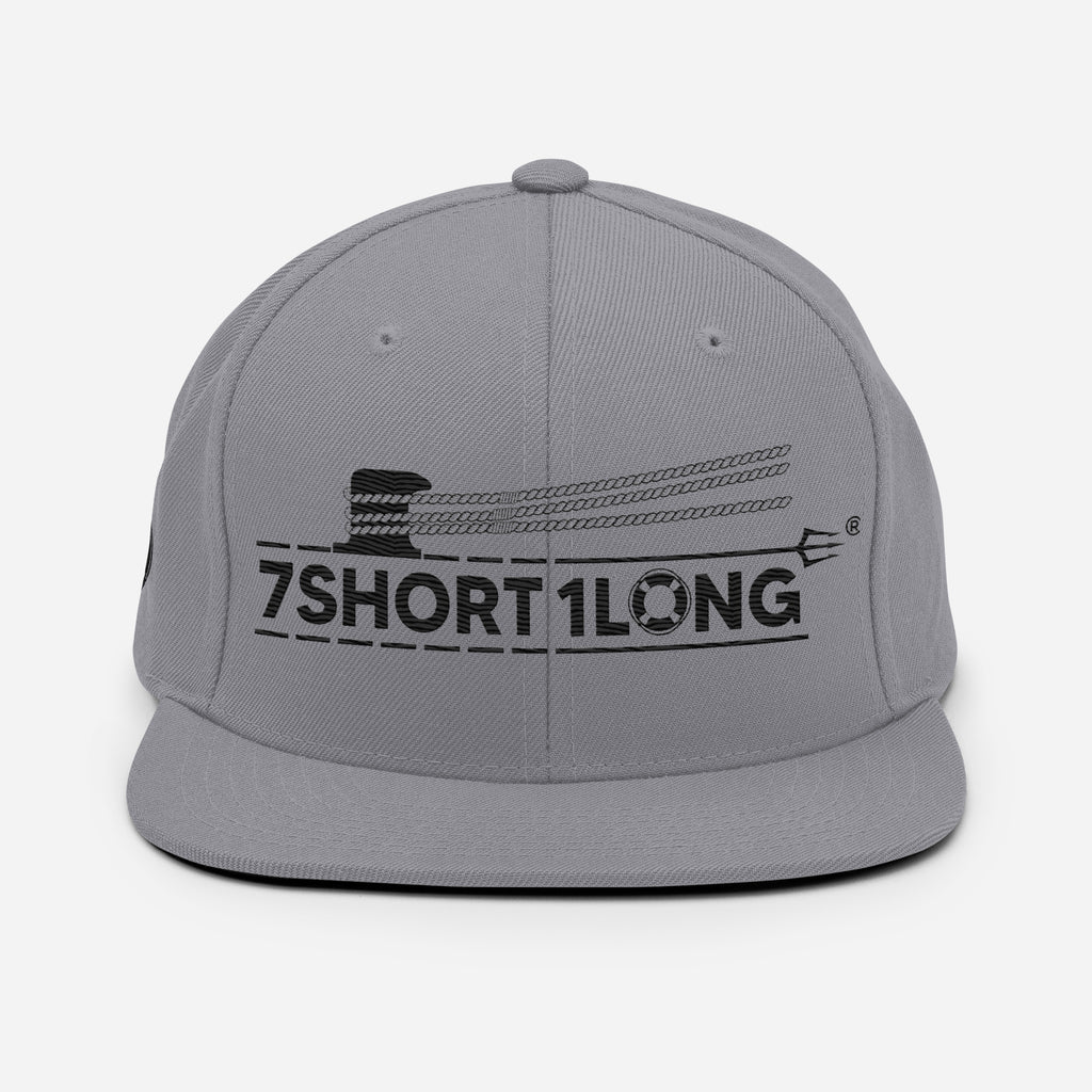 Seafarer nautical snapback cap by 7SHORT1LONG® with silver front panel and adjustable strap, stylish maritime headwear.