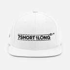 White Seafarer Cap with 7SHORT1LONG embroidery, modern flat bill hat minimal streetwear look
