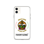Clear iPhone case with Indian Seafarer design featuring maritime anchor emblem, Indian flag colors, nautical symbols, and 7SHORT1LONG logo for crew members.