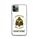 Clear iPhone case with Myanmar Sailor design featuring maritime anchor emblem, nautical symbols, Myanmar crew identity, and 7SHORT1LONG logo.