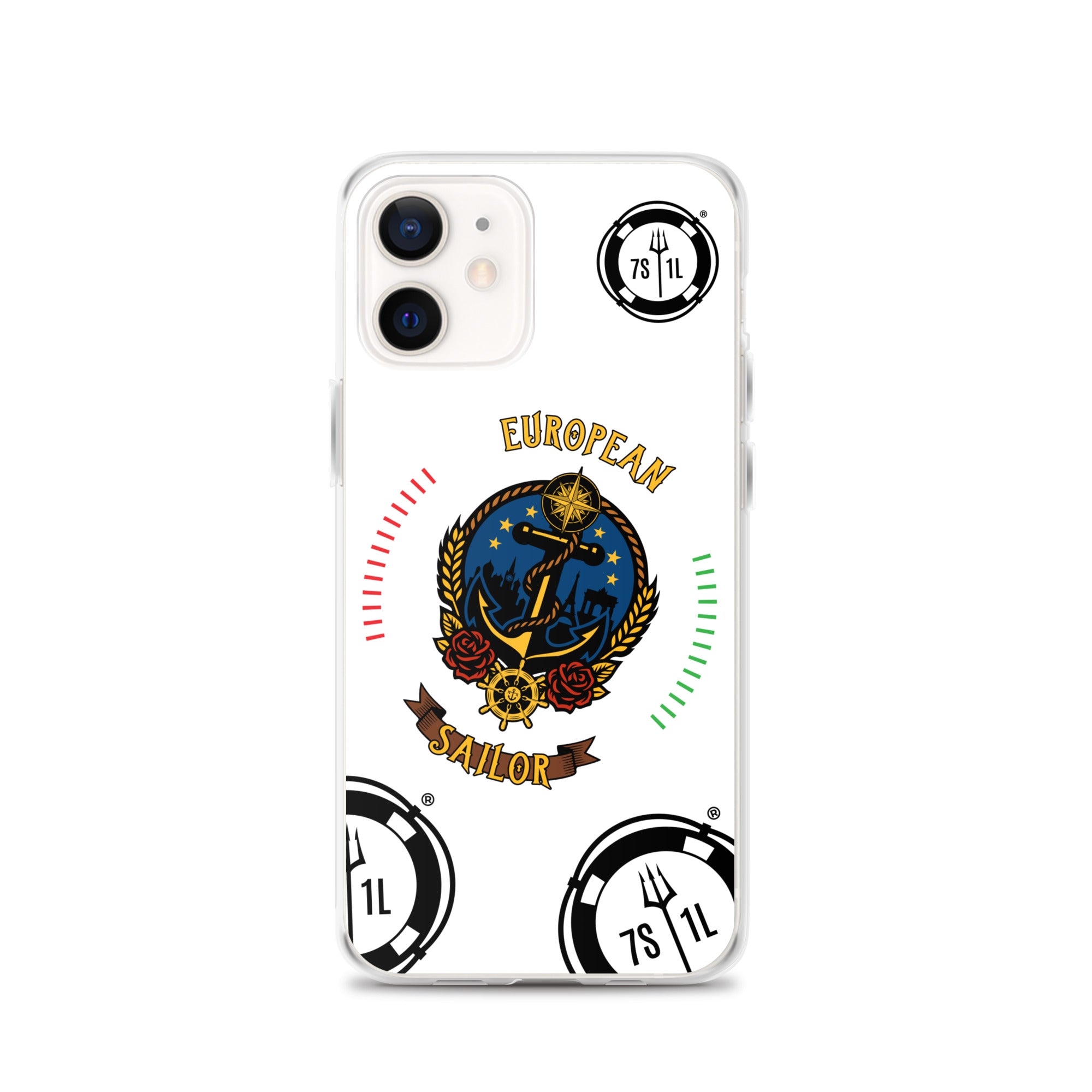 7SHORT1LONG® European Sailor iPhone Case with maritime anchor design on clear protective cover for iPhone 12.