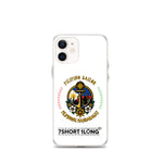 Clear iPhone case with Philippine Sailor and Philippine Navy design featuring maritime anchor emblem, nautical symbols, Filipino crew identity, and 7SHORT1LONG logo.