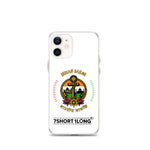 Clear iPhone case with Indian Seafarer design featuring maritime anchor emblem, Indian flag colors, nautical symbols, and 7SHORT1LONG logo for crew members.
