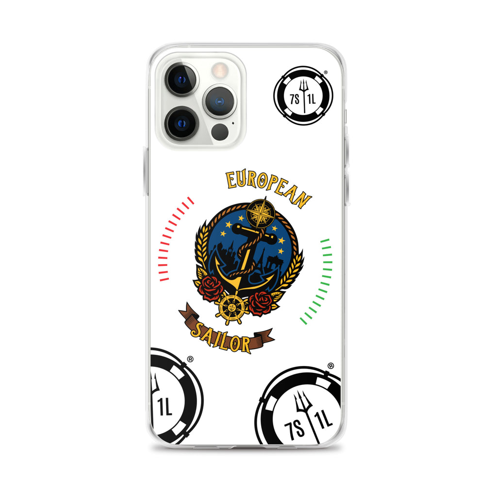 7SHORT1LONG® European Sailor iPhone case with maritime anchor design on clear protective cover for iPhone 12 Pro Max.