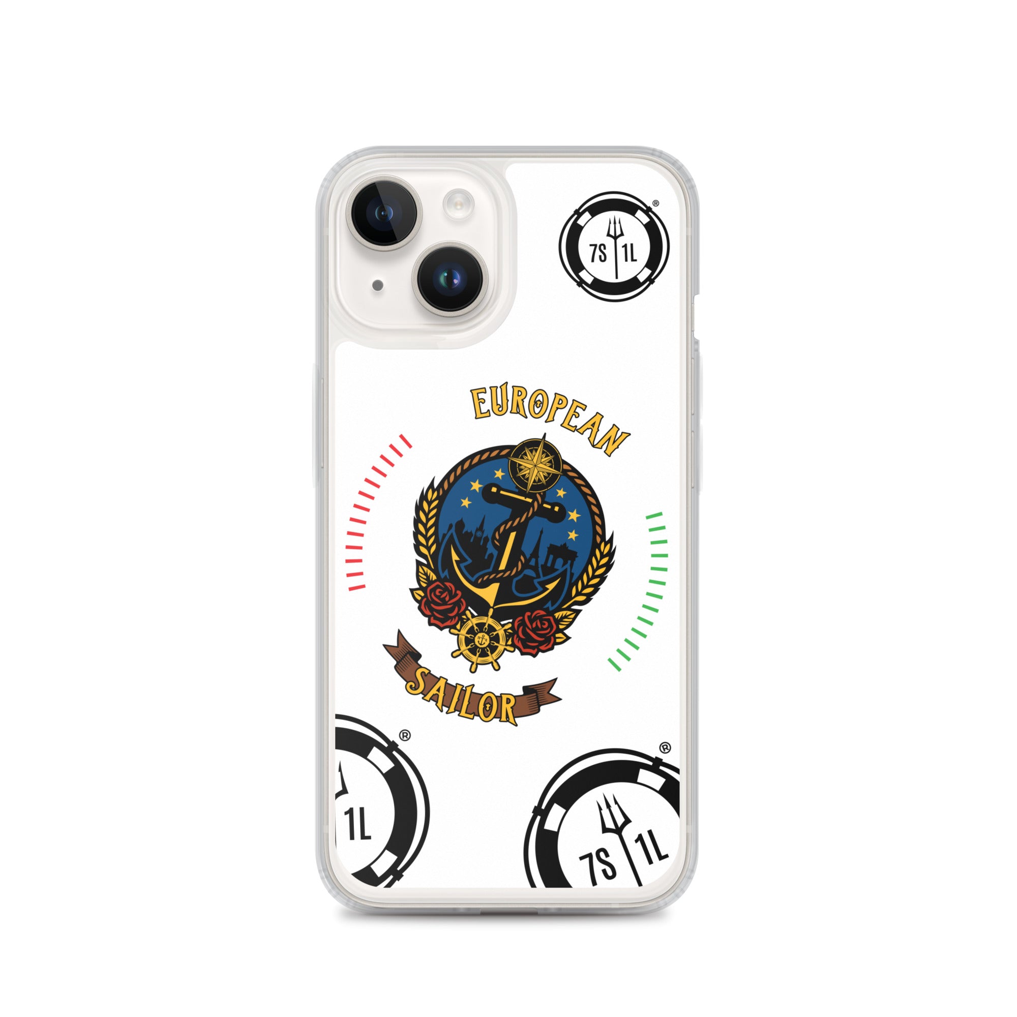 7SHORT1LONG® European Sailor iPhone Case with maritime anchor design on clear phone case for iPhone 14