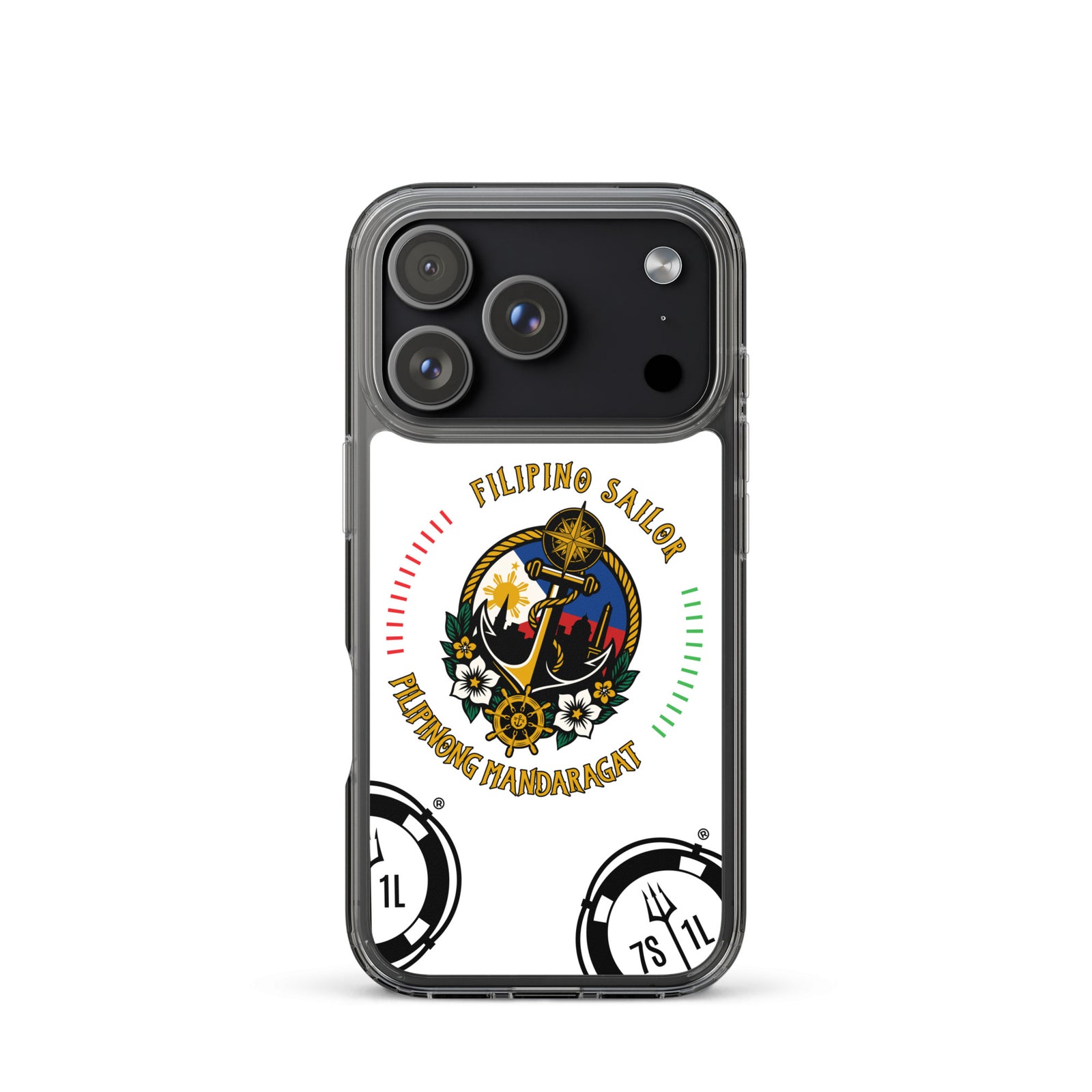 Clear Filipino Sailor iPhone Case with seafarer anchor design for iPhone 17 Pro by 7SHORT1LONG®.
