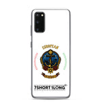 Samsung phone case with European Sailor design featuring maritime anchor emblem, nautical symbols, European crew identity, and 7SHORT1LONG logo.