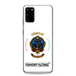 Samsung phone case with European Sailor design featuring maritime anchor emblem, nautical symbols, European crew identity, and 7SHORT1LONG logo.