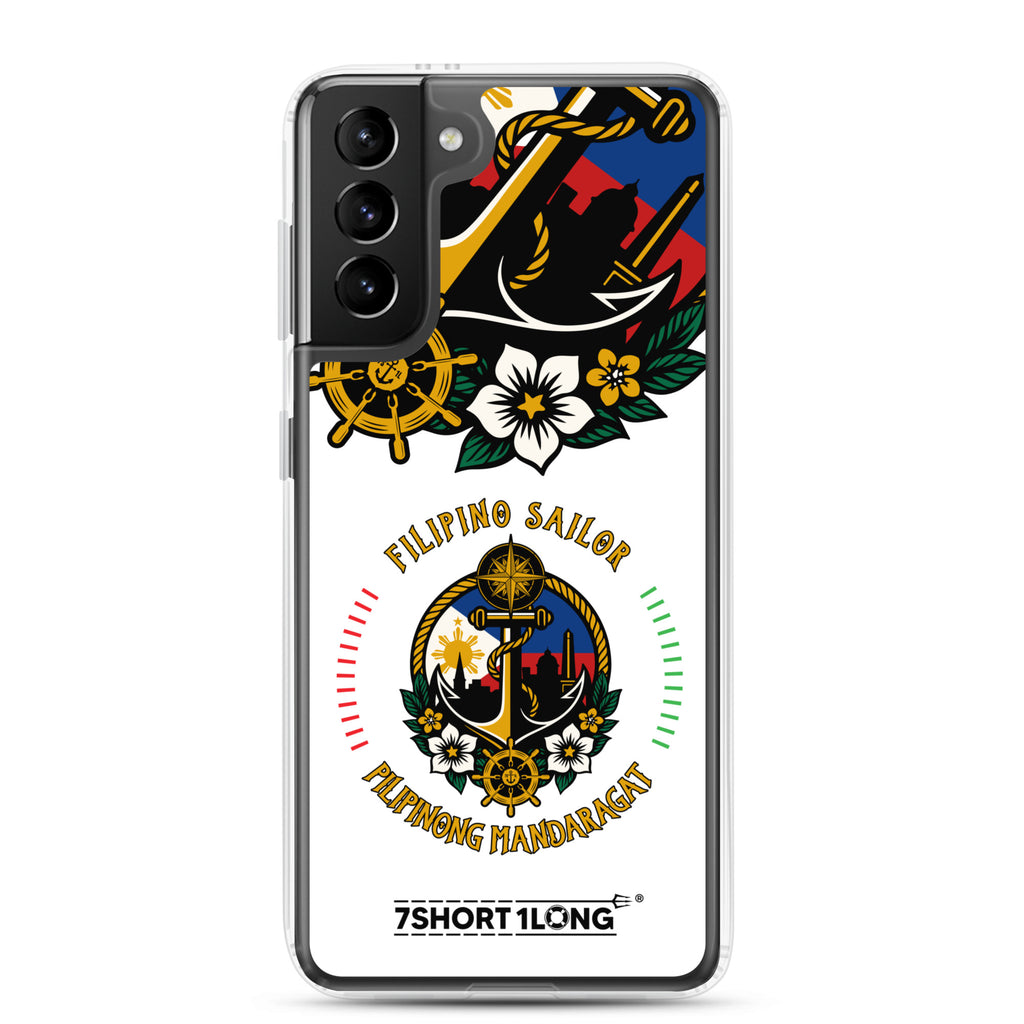 Clear Samsung Galaxy S21 Plus case featuring a Filipino nautical seafarer anchor design by 7SHORT1LONG®