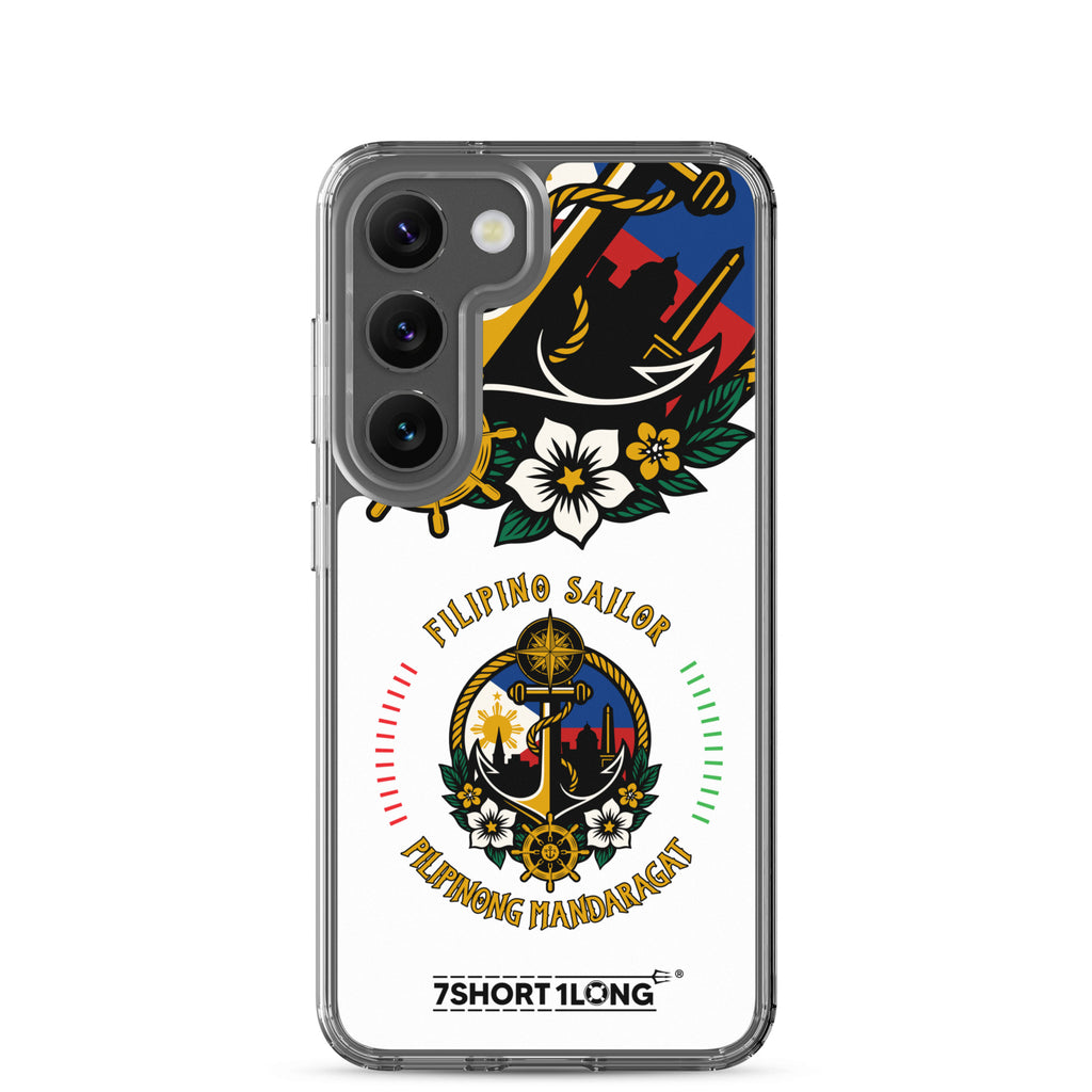 Clear Samsung Galaxy S23 case with Filipino nautical seafarer anchor design by 7SHORT1LONG®.