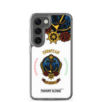 Clear Samsung Galaxy S23 case featuring a European sailor seafarer anchor design by 7SHORT1LONG®