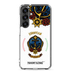 Clear Samsung Galaxy S25+ case with European sailor anchor design by 7SHORT1LONG® featuring nautical-themed artwork.