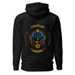 Crew hoodie representing a European sailor, symbolizing professional seamanship, maritime tradition, and international crew identity on board a vessel.