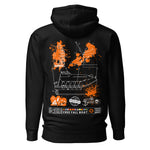 Crew hoodie inspired by free-fall lifeboat operations and SOLAS safety regulations, representing emergency evacuation and safety at sea.