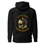 Unisex Filipino Sailor Hoodie by 7SHORT1LONG® in black with a cotton heritage design on the back, premium pullover style.