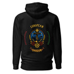 Unisex black European Sailor Hoodie by 7SHORT1LONG® featuring a cotton heritage fabric and maritime-inspired design.