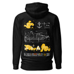 Black Cruise Ship Tender Hoodie by 7SHORT1LONG® featuring a cotton heritage unisex pullover design and a printed back graphic.