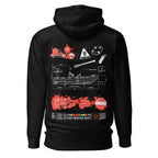 Unisex black cotton hoodie from 7SHORT1LONG® with "Fast Rescue Boat" logo on the back, premium pullover style.