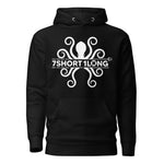 Black hoodie featuring a white kraken symbol combined with the 7Short1Long logo, inspired by maritime mythology and modern seafarer identity.