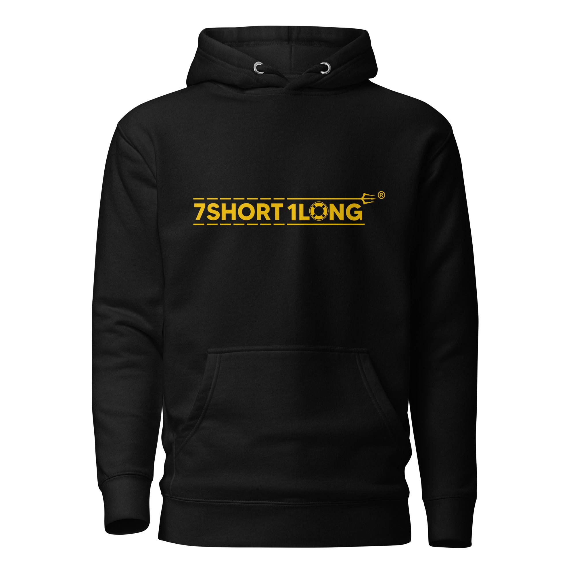 Unisex Myanmar Sailor Hoodie by 7SHORT1LONG® in black with front design, made of premium cotton heritage fabric.