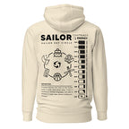 Unisex Seafarer Daily Life Hoodie by 7SHORT1LONG® in bone color, featuring a cotton heritage fabric and comfortable pullover design.