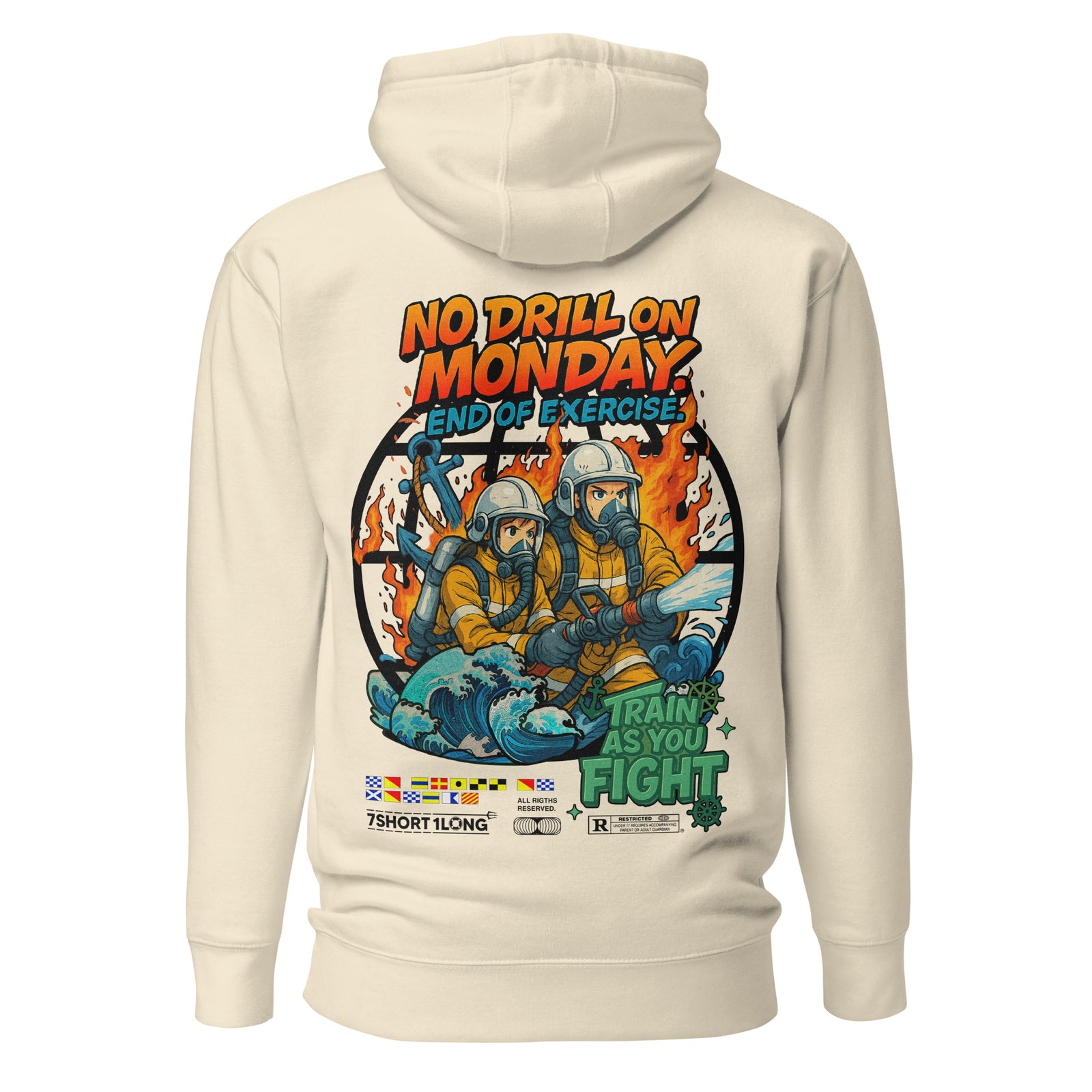Seafarer Fire Drill Hoodie in bone, back view