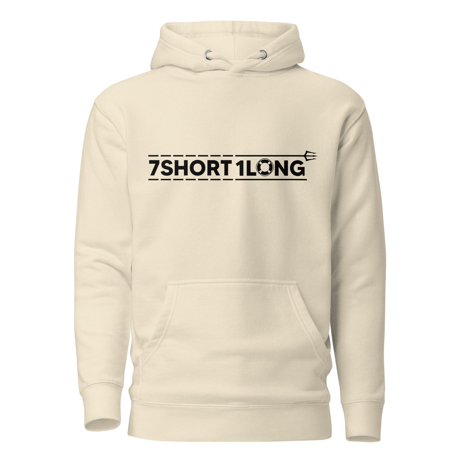 Unisex Lifeboat Safety Hoodie by 7SHORT1LONG® in bone cotton heritage fabric, front view showing classic pullover design.