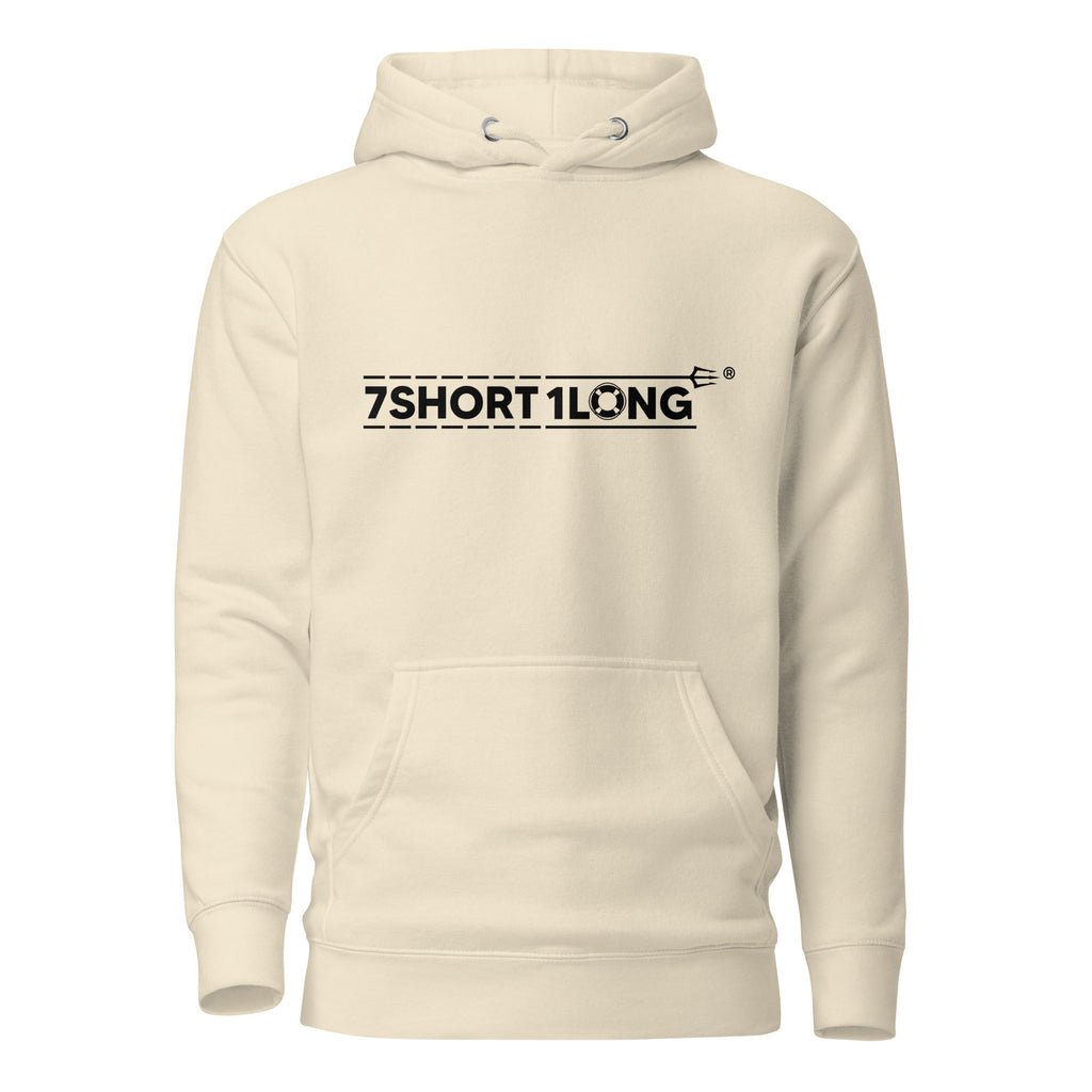 Unisex Crew Ship Tender Hoodie by 7SHORT1LONG® in bone color, made of cotton with front design, premium pullover style.