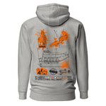 Crew hoodie inspired by free-fall lifeboat operations, SOLAS safety standards, and emergency evacuation readiness at sea.