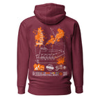Maroon cotton-heritage unisex hoodie from 7SHORT1LONG® with a premium pullover design, shown from the back.