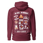 Maroon maritime safety drill hoodie by 7SHORT1LONG® featuring a cotton heritage unisex premium pullover with back design.