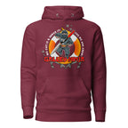 Maroon unisex cotton-heritage premium pullover hoodie from 7SHORT1LONG® with front design and crew neck.