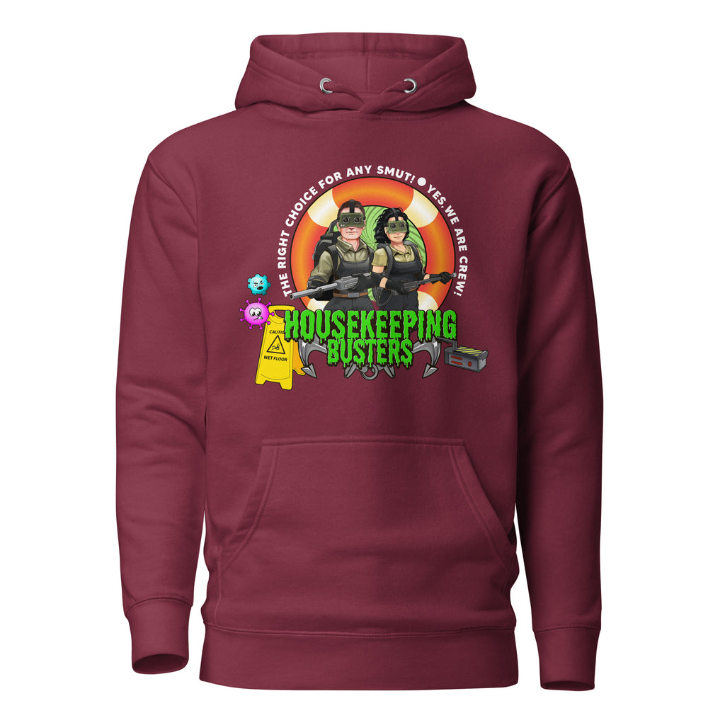 Maroon unisex Buster Hoodie by 7SHORT1LONG® featuring a cotton heritage design, front view, premium casual pullover.