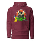 Maroon unisex Buster Hoodie by 7SHORT1LONG® featuring a cotton heritage design, front view, premium casual pullover.