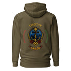 Crew hoodie representing a European sailor, symbolizing professional seamanship, maritime tradition, and international crew identity on board a vessel.