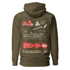 7SHORT1LONG® Fast Rescue Boat Hoodie in military green, unisex premium cotton pullover with back design.