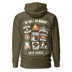 7SHORT1LONG® Maritime Safety Drill Hoodie in military green, unisex cotton hoodie with back design detail.
