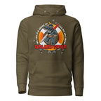 Unisex military green hoodie from 7SHORT1LONG® Galley Department Crew, made of premium cotton heritage fabric, front view.